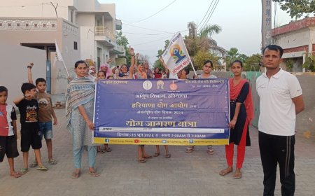 दसवें अंतर्राष्ट्रीय योग दिवस के उपलक्ष्य में असंध खंड के विभिन्न गांवों में निकाली योग जागरण यात्रा