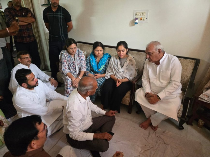लेफ्टिनेंट विनय नरवाल को श्रद्धांजलि अर्पित करने पहुंचे भूपेंद्र सिंह हुड्डा